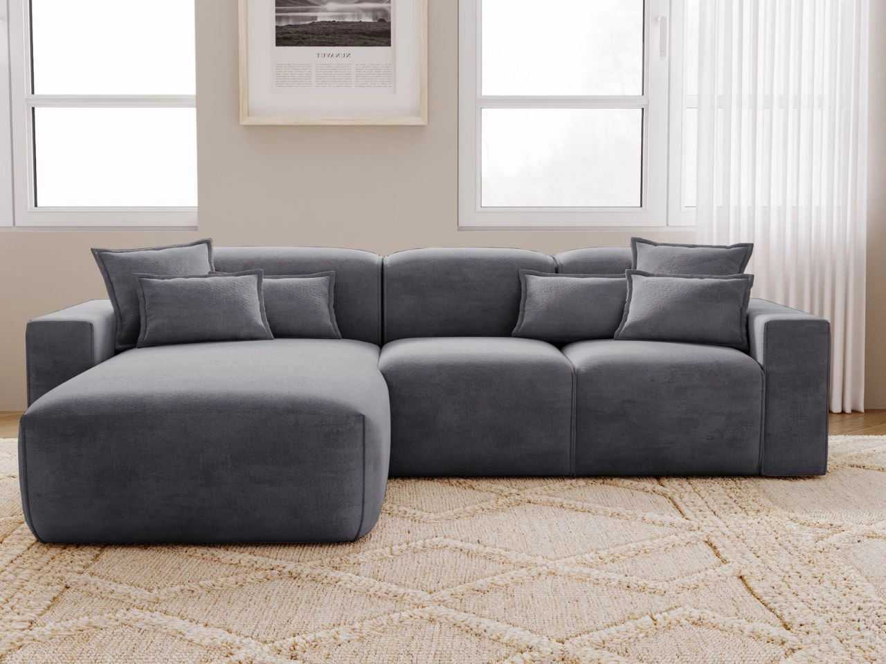 Ecksofa L-Form Links Moderne Ecksofa Leni Dunkelgrau
